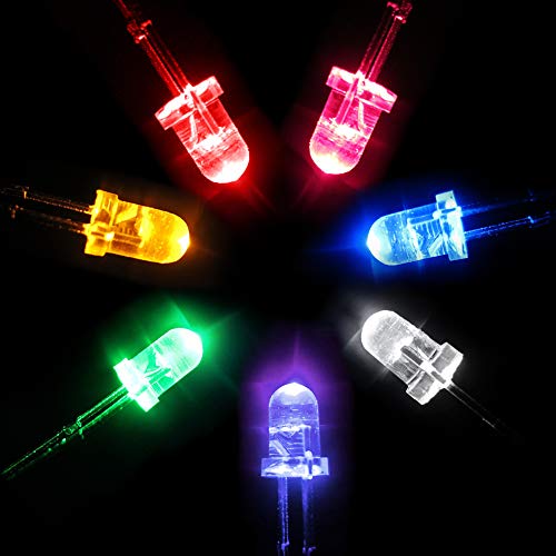 Novelty Place 100pcs 5mm Clear LED Diode Lights - Super Bright Transparent DC 3V 20mA Light Emitting Diode LED Bulbs - DIY Science Project Electronic Components Lighting Kit (Blue Light) - color: Blue