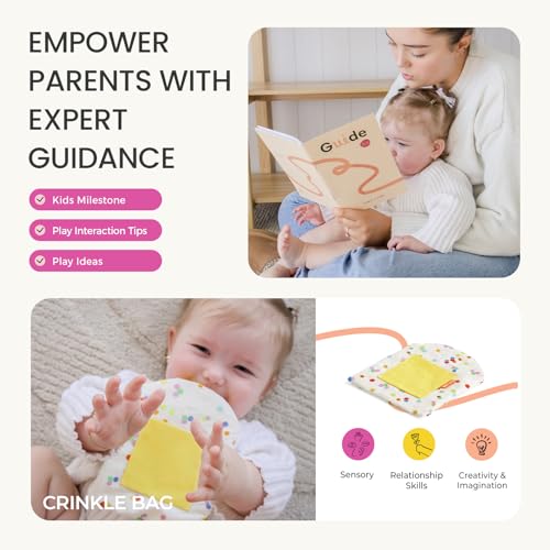 Tiny Land Montessori Toy Set for Babies 1 Year Old Thinker Play Kit- 5-in-1 Wooden Learning Toys with Peg Drop Box, Rocking Stacker, Egg Cup, Canister Set, and Crinkle Bag - style: 10-12M Educational Box
