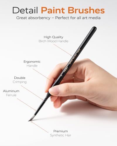 JUSART Miniature Paint Brushes 12 PCS, Fine Tip Model Paint Brushes, Black - color: Black Gold