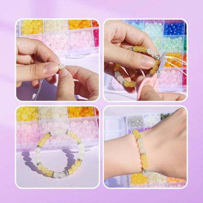 1425Pcs Glass Beads for Jewelry Making, 36 Colors Bracelet Making kit