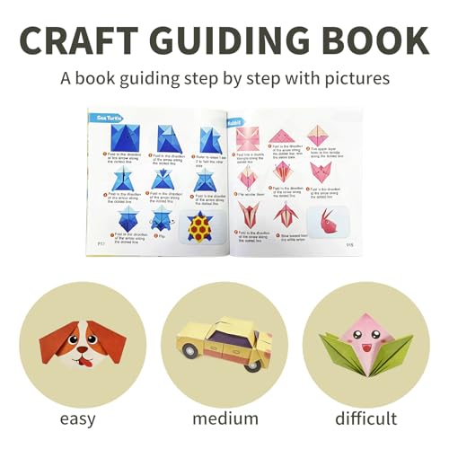 Origami Kit for Kids Ages 5-8 8-12, Origami Paper with Guiding Book, 54 Sheets Paper with 27 Patterns, DIY Art and Craft Supplies for Beginners and Children