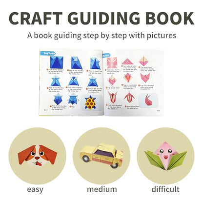 Origami Kit for Kids Ages 5-8 8-12, Origami Paper with Guiding Book, 54 Sheets Paper with 27 Patterns, DIY Art and Craft Supplies for Beginners and Children