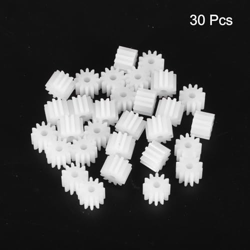 MECCANIXITY 30 Pcs Plastic Gears 12 Teeth Plastic Motor Gear Model 122A Reduction Gear for RC Car Model DIY Robot (White, Module 0.5) - style: 12 Teeth