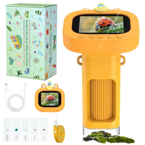Portable Handheld Digital Microscope for Kids with 2.4" Display - color: Yellow