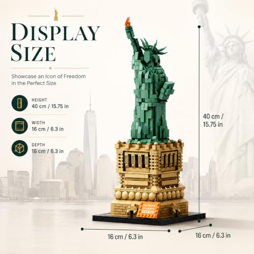 Statue of Liberty Building Sets 1470 Pieces Architecture Model Kit with Display Base New York City Landmark Souvenir Gift Construction Toy for Adults & Teens - color: Green