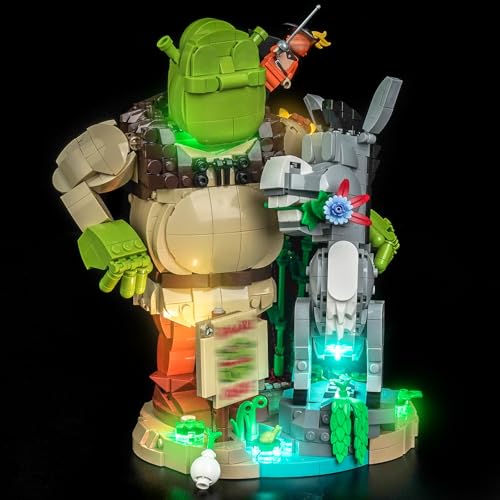 LocoLee Light kit Compatible with Lego Shrek, Donkey & Puss in Boots 72423- Not Actual Model Only Lights, LED Lighting Accessories for LEGO Shrek for Display Collectors (RC Version)