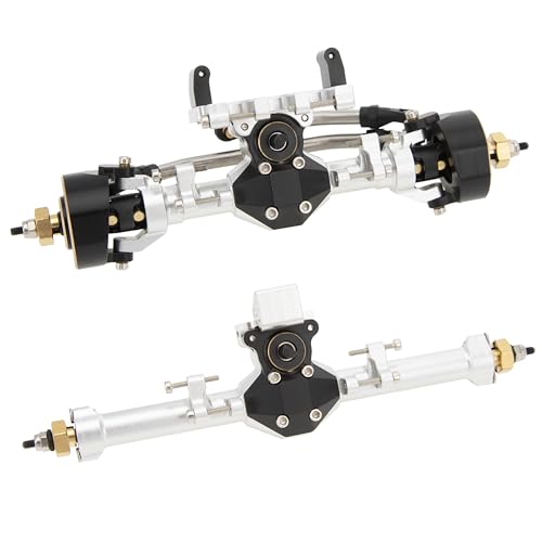 MEUS Racing Isokinetic 3-Section CVD Front and Rear Axles Maximum Steering Angle 52° Wider +5MM for Axial SCX24 Deadbolt C10 JLU Gladiator Bronco 1/24 RC Crawler Upgrade (Front and Rear - Silver) - color: Front and Rear - Silver