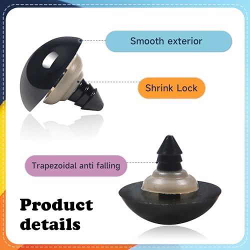 TOAOB 150pcs 24mm Large Safety Eyes for Amigurumis Black Plastic Crafts Doll Eye with 150pcs Washers for DIY Crochet Stuffed Animals Doll Making Supplies - size: 24mm