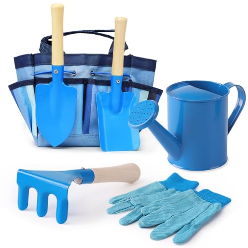 Kids Watering Can Gardening Tools Set Sand Toy Outdoor Toddler Boys (Blue) - color: Blue