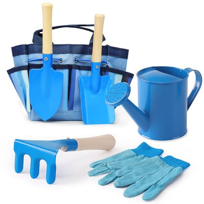 Kids Watering Can Gardening Tools Set Sand Toy Outdoor Toddler Boys (Blue) - color: Blue