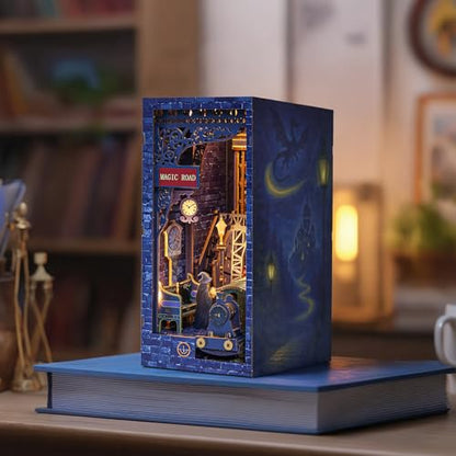 Magic Station Book Nook Kit - DIY Miniature House Kit for Adults, Teens and Beginners, Dollhouse Booknook Magic Book Nook Tiny House Bookshelf Decor 3D Wooden Puzzle, DIY Bookshelf Insert Decor Gift - style: Magic Station