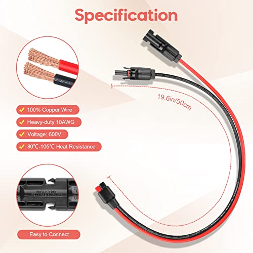 10AWG Solar Panel to Anderson Connector Adapter Extension Cable,1.6FT - size: 1.6FT