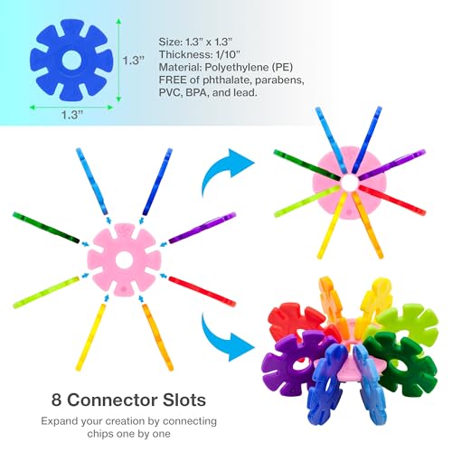 PicassoTiles Building Chip Interlocking Disc Construction Blocks in Blue Color STEM Learning Early Education Toy Engineering Playset Child Brain Development for Toddlers Girls Boys Kids Age 3+ PTF108 - color: Blu