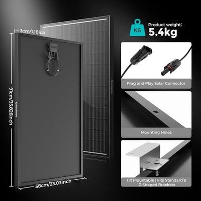 100W Solar Panel Kit,4pcs Brackets,2.5m Cable,6m Cable