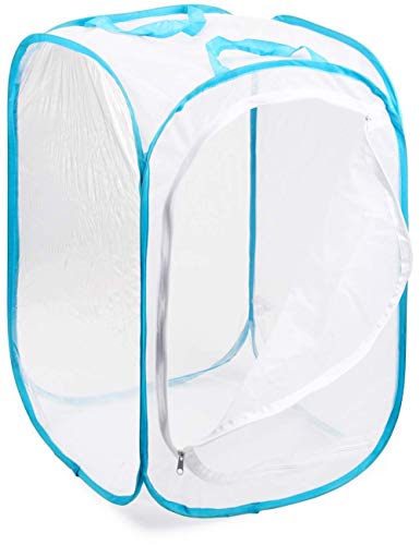 RESTCLOUD Insect and Butterfly Habitat Cage Pop-up 24 Inches Tall - color: White With Blue, size: 15.7 x 15.7 x 23.6 inches