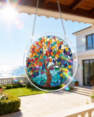 Acrylic Jigsaw Puzzle Suncatcher - Tree of Radiant Glass - color: Tree of Radiant Glass, size: S-7.4in*7.4in