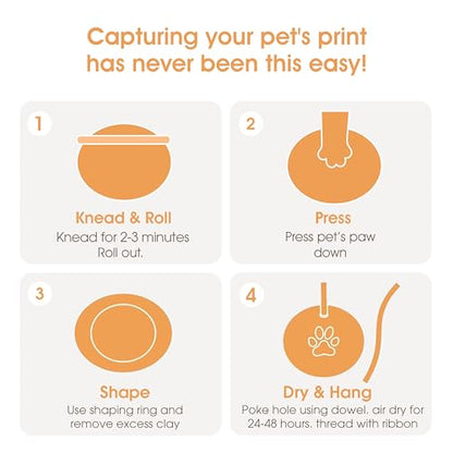 Pearhead Pet Paw Print Keepsake Ornament Kit, No-Bake Clay Kit - color: Clay Pawprint Kit, 3 Ribbons, size: 1-Pack