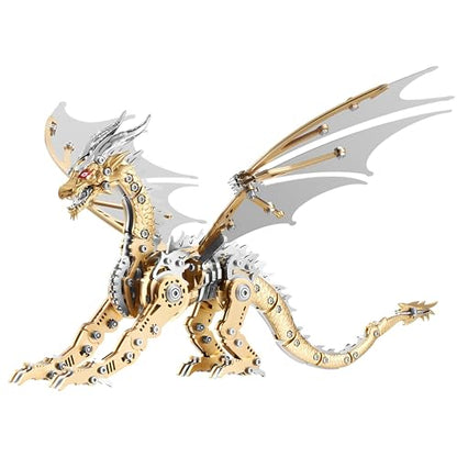 3D Metal Puzzles for Adults, Mechanical Dragon Model Kit - color: Pterosaur-gold