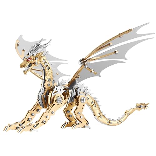 3D Metal Puzzles for Adults, Mechanical Dragon Model Kit - color: Pterosaur-gold