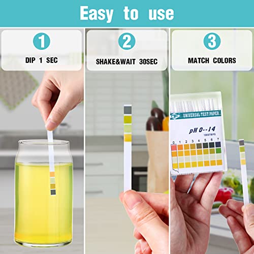 Hicarer 200 Strips Plastic pH Test Strips, Universal pH 0-14