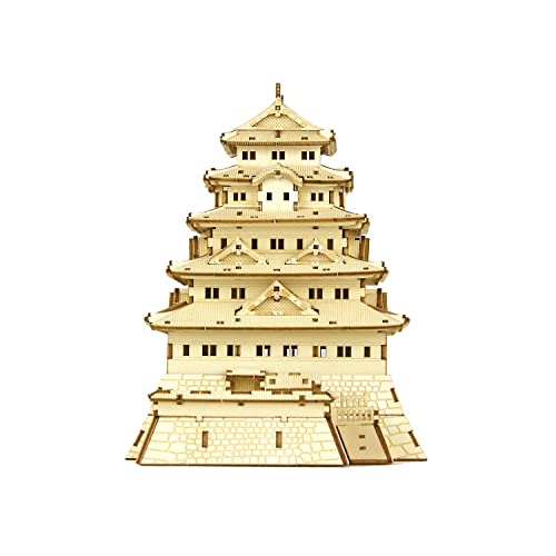 Edo Castle Wooden Architecture 3D Puzzle - Fun DIY Wood Craft Kits - Ideal Gift for Birthdays and Party Favors - style: Edo Castle