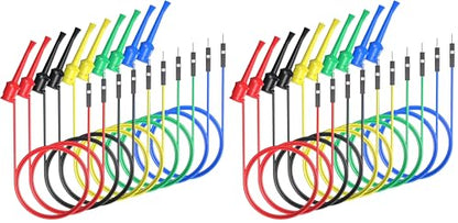 Goupchn Test Hook Clips to Breadboard Male Jumper Wires Soft Flexible Silicone Test Leads for Electrical Testing (Pack of 2) - size: Breadboard Male to Test Hook (Pack of 2)
