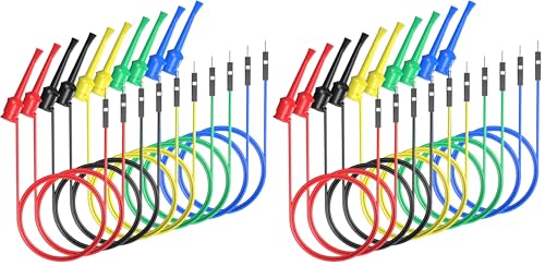 Goupchn Test Hook Clips to Breadboard Male Jumper Wires Soft Flexible Silicone Test Leads for Electrical Testing (Pack of 2) - size: Breadboard Male to Test Hook (Pack of 2)