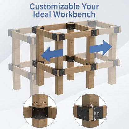 Workbench Bracket Kit 4PCS, Heavy Duty 3-Way Brackets - size: 4x4