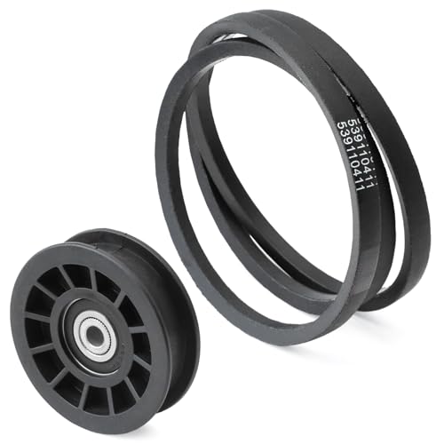 539110311 & 539110411 Drive Idler Pulley and Belt Kit Replacement for Husqvarna Z254F Lawn Mower, Replace 607163 14259 12400