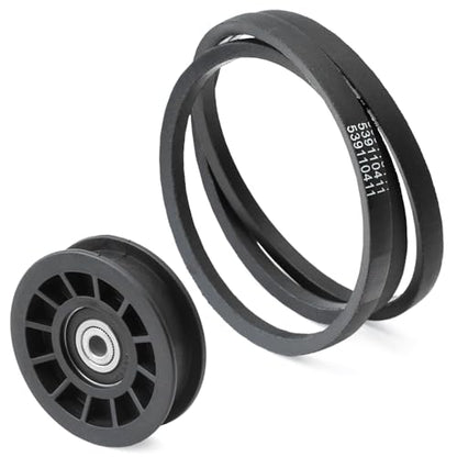 539110311 & 539110411 Drive Idler Pulley and Belt Kit Replacement for Husqvarna Z254F Lawn Mower, Replace 607163 14259 12400
