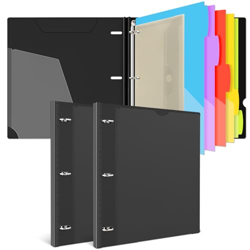 INFUN 1 Inch Telescoping Project Organizer Binder-2PCS,13 Pocket, Customizable Front Cover, 5 Colors Pocket Divider and Plastic Binder Pocket，225 Sheet Capacity-Black - color: Black, size: 2 PCS