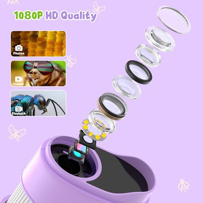 1000X Handheld Digital Microscope for Kids: Pocket Microscope with 2.0" IPS Screen - STEM Toys Birthday Gifts for Girls Boys - Portable Edu Science Kits Toddler Age 3-6 6-12 Purple - color: Purple