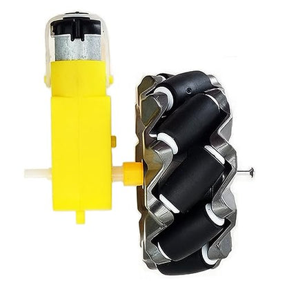 DIY Mecanum Wheel Robot Kit Parts 4WD Omnidirectional Wheels Smart Robot Car Chassis Kit Robotics Accessory for Adult Age 15+ (4Pcs Wheels and 4Pcs TT Motor)