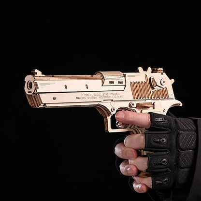 MU 3D Wooden Puzzle for Adults Model kit Building Wood Desert Eagle, Toy Wooden Puzzles Gun, DIY Kits for Men Gifts Birthday Collectible Hobbies Kit - color: Desert Eagle