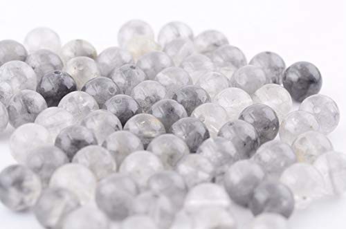Natural Stone Beads 100pcs Round Genuine Real Stone Beading Loose Gemstones Hole Size 1mm DIY Smooth Bead for Bracelet Necklace Earrings Jewelry Making (Gloud Grey Quartz, 8mm) - color: Gloud Grey Quartz, size: 8mm