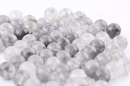 Natural Stone Beads 100pcs Round Genuine Real Stone Beading Loose Gemstones Hole Size 1mm DIY Smooth Bead for Bracelet Necklace Earrings Jewelry Making (Gloud Grey Quartz, 8mm) - color: Gloud Grey Quartz, size: 8mm