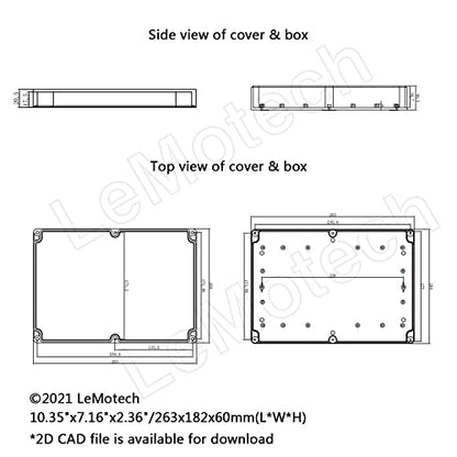 LeMotech Electrical Box ABS Plastic Project Box IP65 Waterproof Junction Box Project Case Universal Enclosure for Electronics Black 10.3X 7.1x 2.3 inch (263x182x60mm)（Pack of 1 - color: Black (1 pack), size: 10.3" x 7.1" x 2.3"