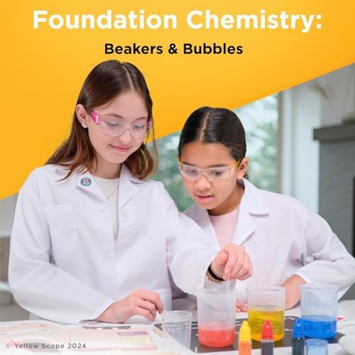 Yellow Scope Chemistry Kit, Science Experiment for Girls & Boys, STEM Activities for Kids Ages 8-12, Beakers & Bubbles Foundation Chem Set - style: Foundation Chemistry Kit
