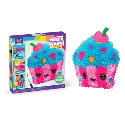 LatchKits Cupcake Pillow - Latch Hook Kits for Kids, Arts and Crafts, Yarn Art, Kids Crafts, Toys for Girls, Birthday Gift for Girls, Easy to Follow Pattern, Hook Included, Craft Kits, Ages 6+ - style: Cupcake Pillow
