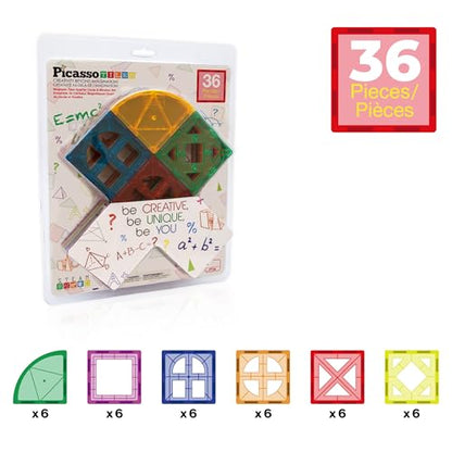 PicassoTiles Magnetic Building Block Quarter Round and Window Set Magnet Construction Toy Educational Kit Engineering STEM Learning Playset Child Brain Development Stacking Blocks Playboards - color: Quarter Round and Window Set