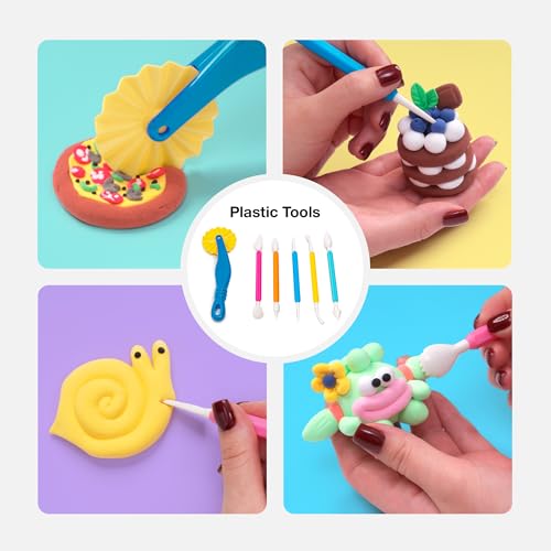 FlyFlag Air Dry Clay Tools Kit, 20 Pcs – Includes Ball Stylus, Rubber Pens, Rolling Pin, Plastic Scrapers, and Modeling Tools – Ideal for Pottery, Craft, Molding, and Shaping