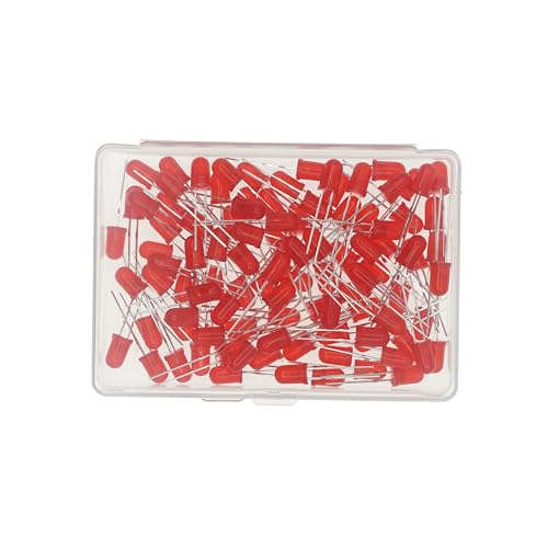 100 Pcs 5mm Red LED Diode Lights - DC 2V-3V 20mA Emitting Diodes LED Bulb - DIY Science Project Electronics Components Lighting Kit - color: Red, size: 5mm Round Top