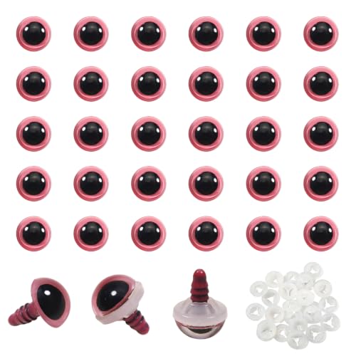 TOAOB 60pcs 12mm Pink Safety Eyes for Crocheting Craft Stuffed Animals Eye - color: Pink