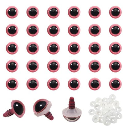 TOAOB 60pcs 12mm Pink Safety Eyes for Crocheting Craft Stuffed Animals Eye - color: Pink