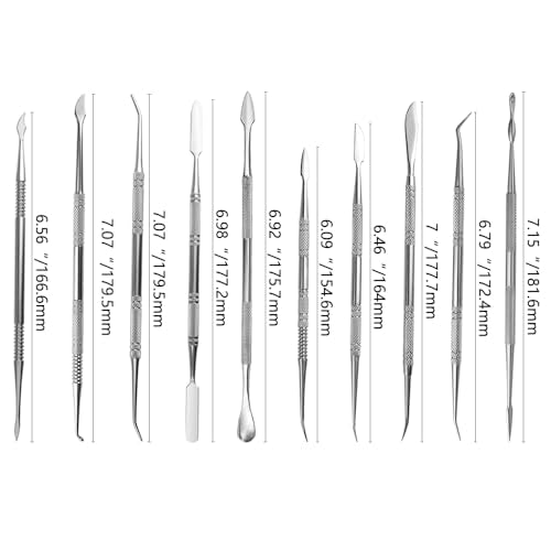TOVOT 10PCS Stainless Steel Clay Sculpting Tools Metal Sculpting Tools Double-Side Clay Modeling Tools Wax Carving Tools (Silver) - color: Silver