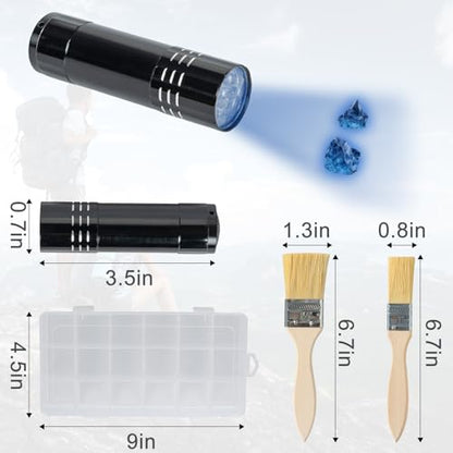 40PCS Geology Rock Pick Hammer Kit, Gold Mining & Prospecting Equipment Tool, Hammer, 3 PCS Digging Chisels Set, Shovel, Wooden Chisel, Magnifying Glass, Whistle, Goggles, flocked bags, compass