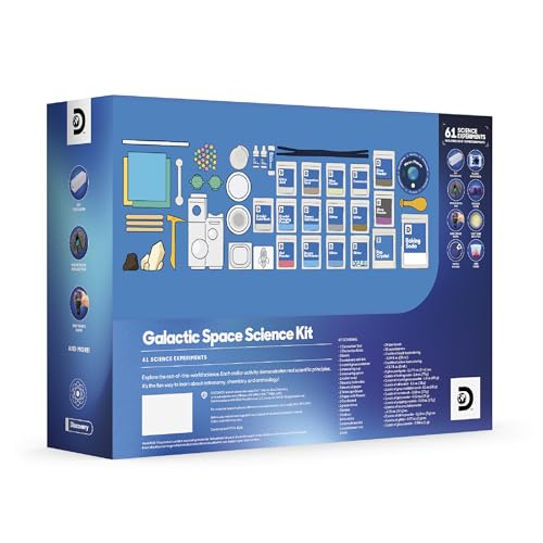 Discovery™ Galactic Space Science Kit – 61 Experiment STEM Lab for Kids| Astronomy & Chemistry Activity Set| Includes DIY Telescope, Crystals, Slime, Moon Rocks| Educational Learning Toy Gift| Ages 8+
