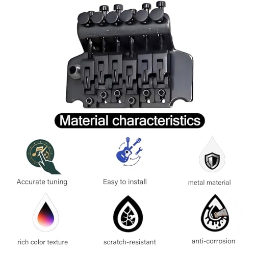 Dual Locking Tremolo Bridge Kit Black for Floyd Rose Style Electric Guitar - color: black, size: 53mm