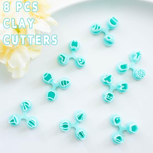 TAINSKY Micro Halloween Polymer Clay Cutters for Earrings Making, 8 Shapes for Fall Jewelry Mini Clay Cutters (A) - color: Micro-A