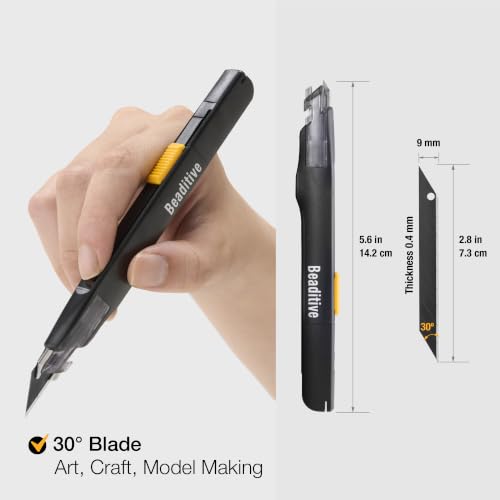 Beaditive High Precision Detail Craft Knife with 10 Blades - 30 Degree Blade Utility Knife - Art, Craft, Model Making (1 Black Knife, 10 Black Blades) - style: 1 Black Knife, 10 Black Blades
